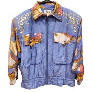 Vintage Western Retro 100% Wsshable Silk Windbreaker Jacket
